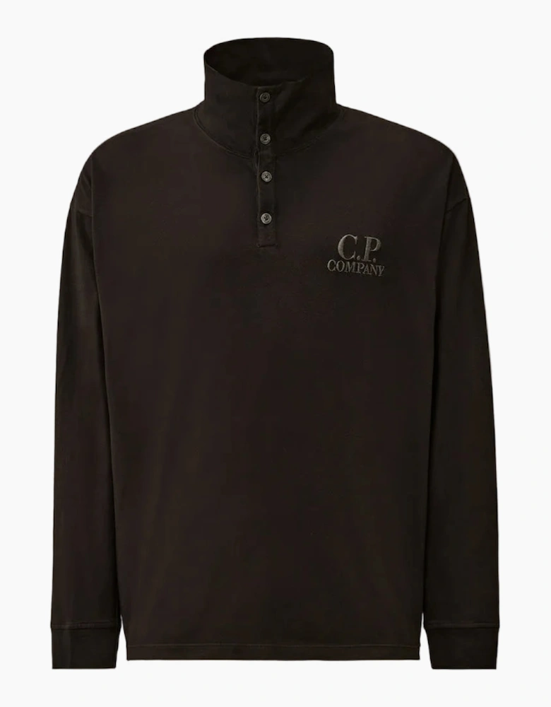 Long Sleeve Embroidered Logo Jersey Polo