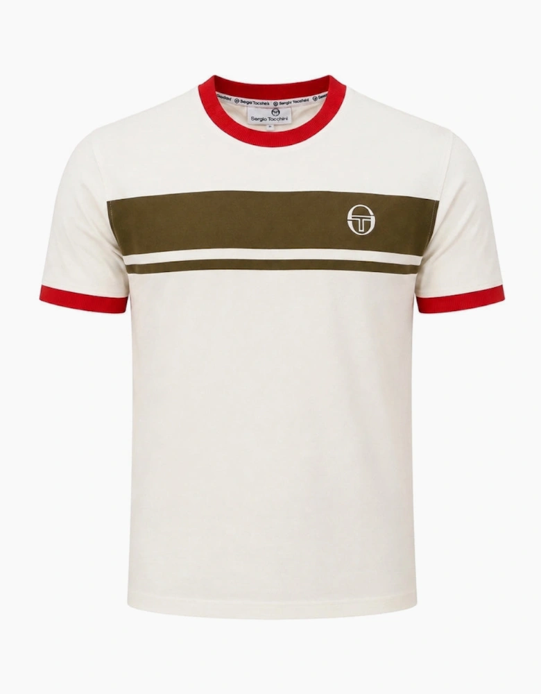 Sergio Tacchini Master Crew Neck T-Shirt Gardenia/Dark Olive/Adrenaline Rush