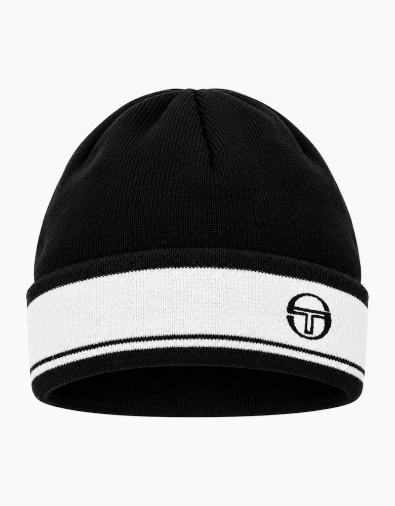 Sergio Tacchini Sellarz Jacquard Stripe Beanie Hat Black/White