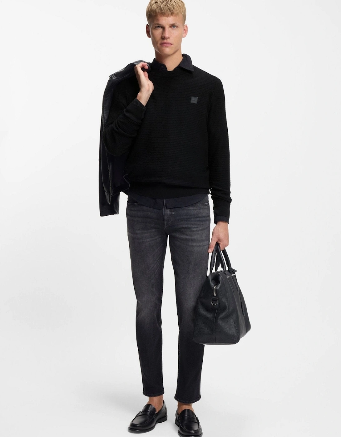 BOSS Anion Piqué Knit Jumper Black