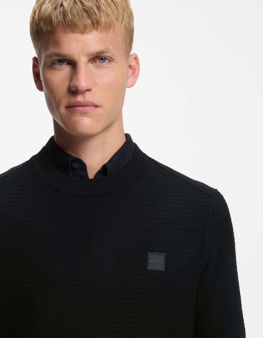 BOSS Anion Piqué Knit Jumper Black