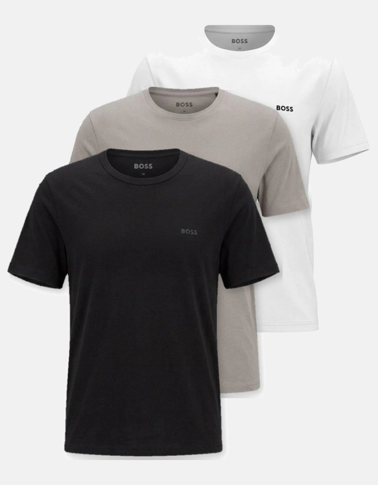 BOSS 3 Pack Cotton T-Shirts Black Grey White