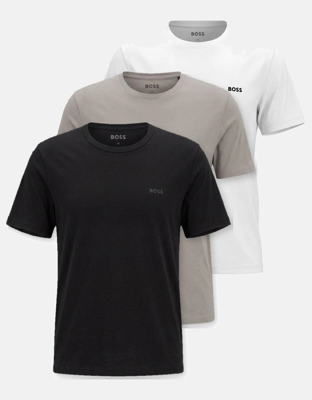BOSS 3 Pack Cotton T-Shirts Black Grey White