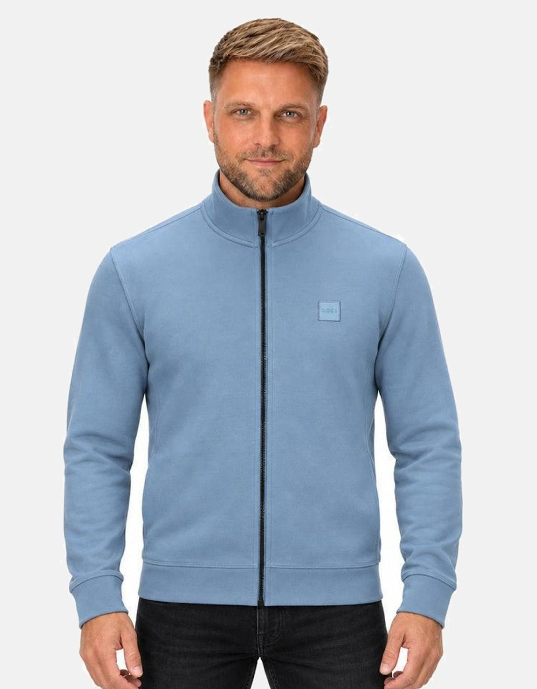 BOSS Zestart Zip Through Sweatshirt Light Pastel Blue