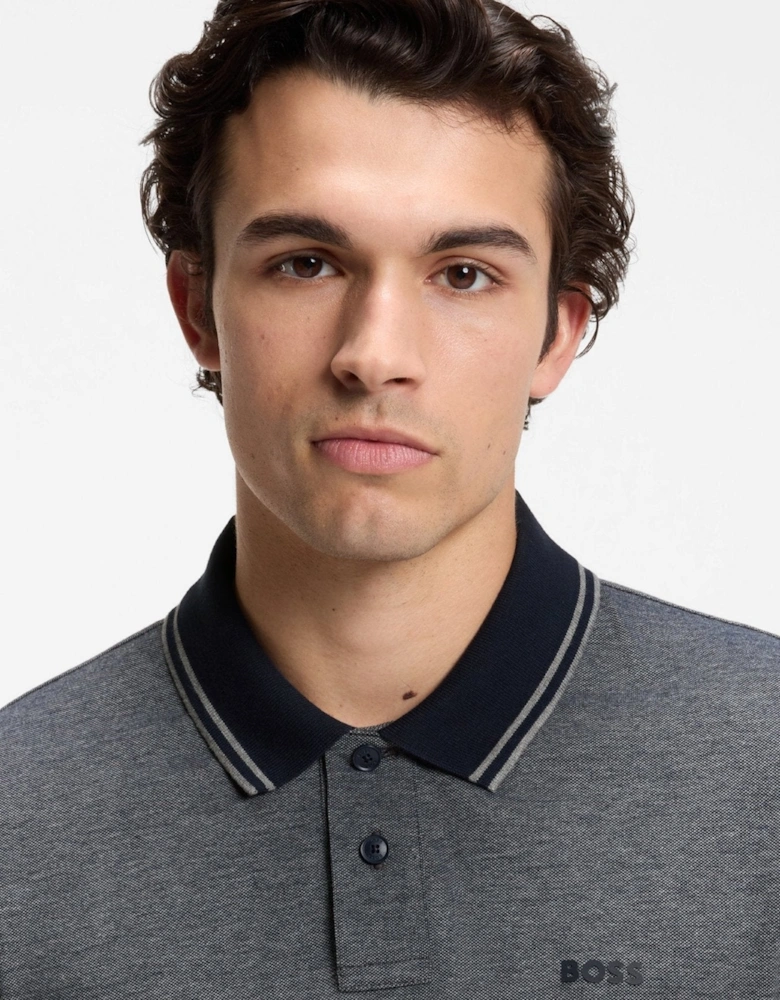 BOSS Relaxed Fit Oxford Piqué New Polo Shirt Dark Blue