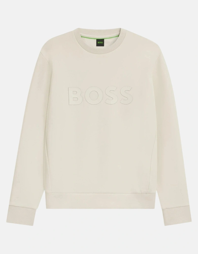 BOSS Salbo Tonal Logo Sweatshirt Open White