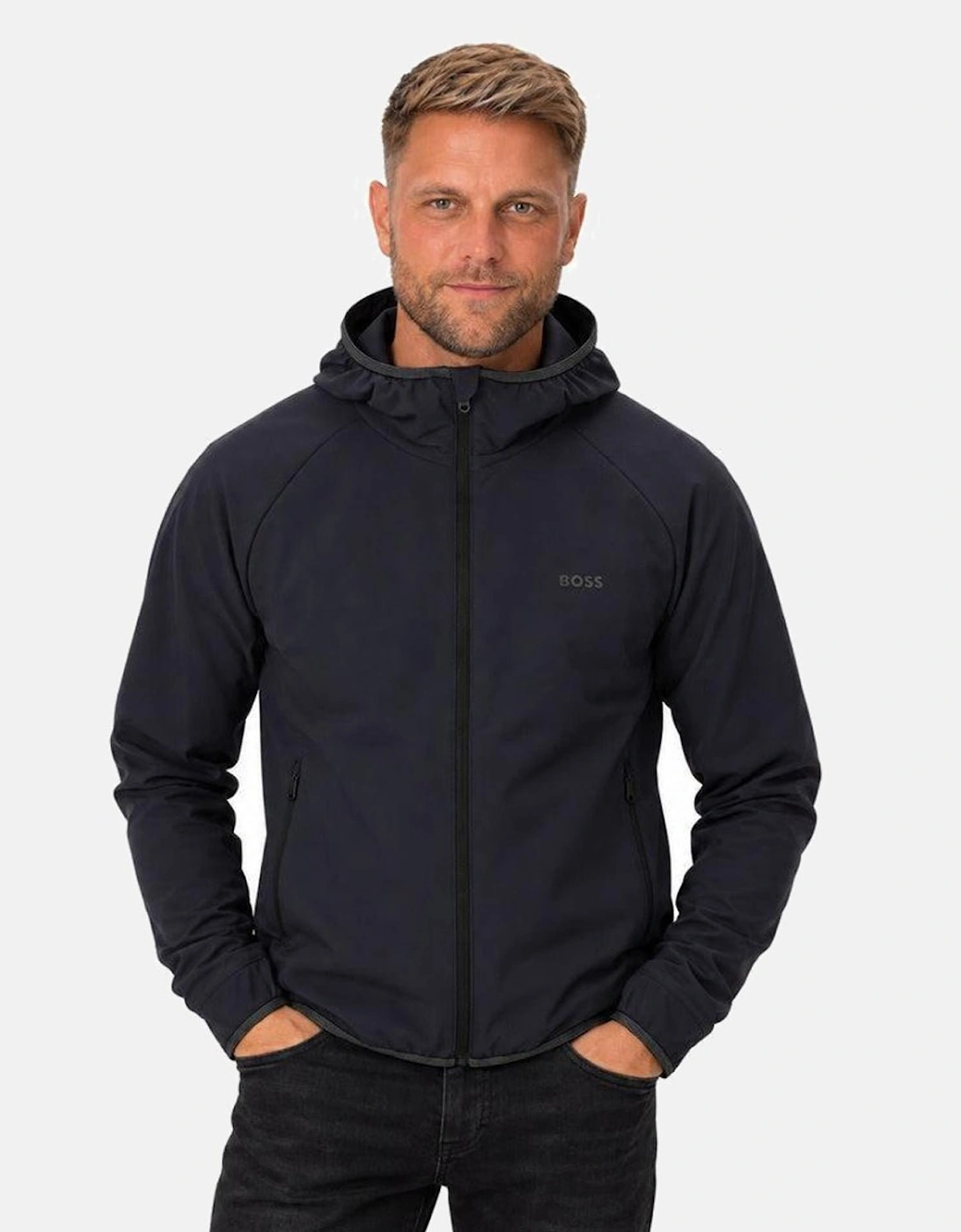 BOSS Commuter Hooded Jacket Dark Blue