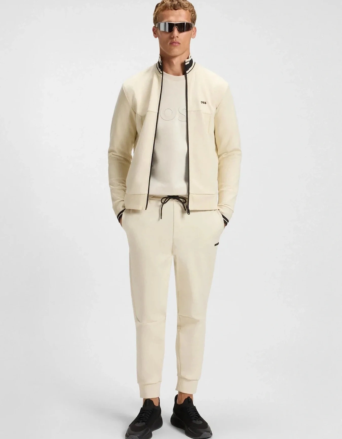 BOSS Salbo Tonal Logo Sweatshirt Open White