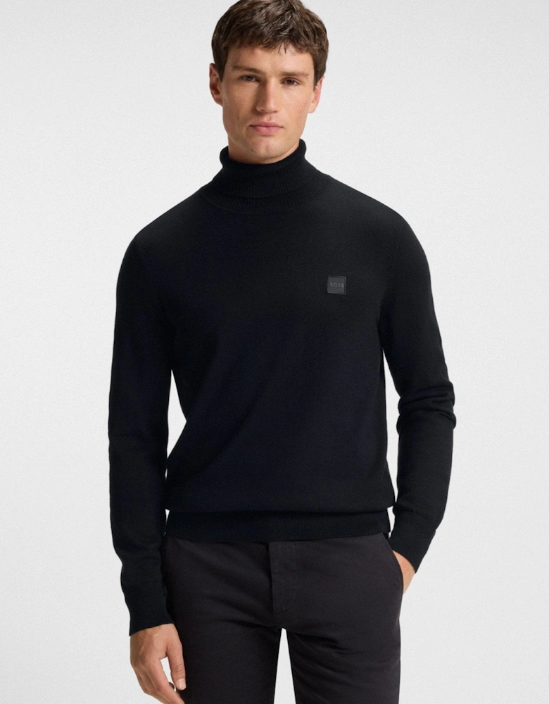 BOSS Akiro Roll Neck Logo Jumper Black