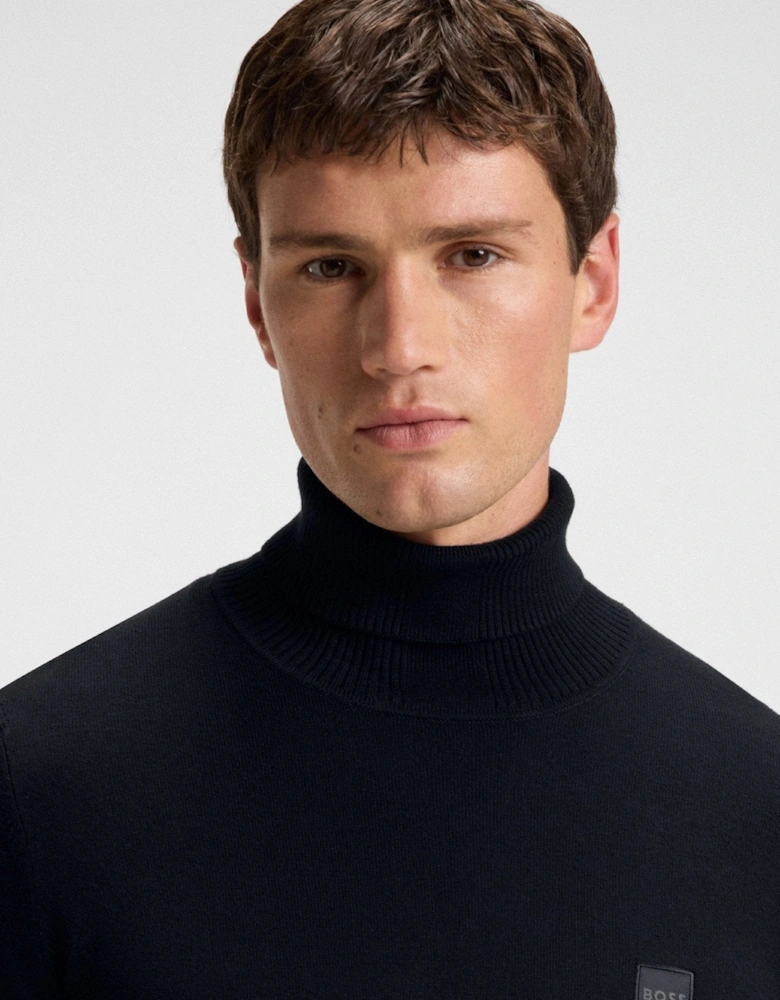 BOSS Akiro Roll Neck Logo Jumper Black