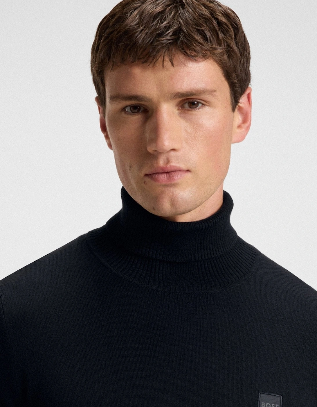 BOSS Akiro Roll Neck Logo Jumper Black