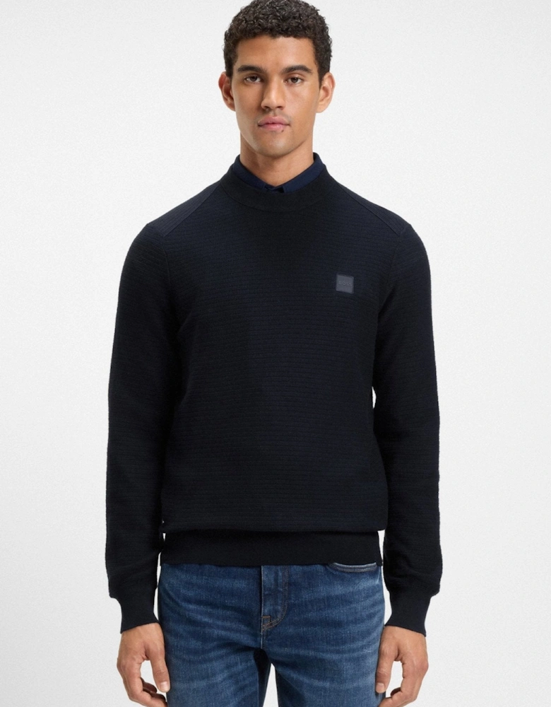 BOSS Anion Piqué Knit Jumper Dark Blue