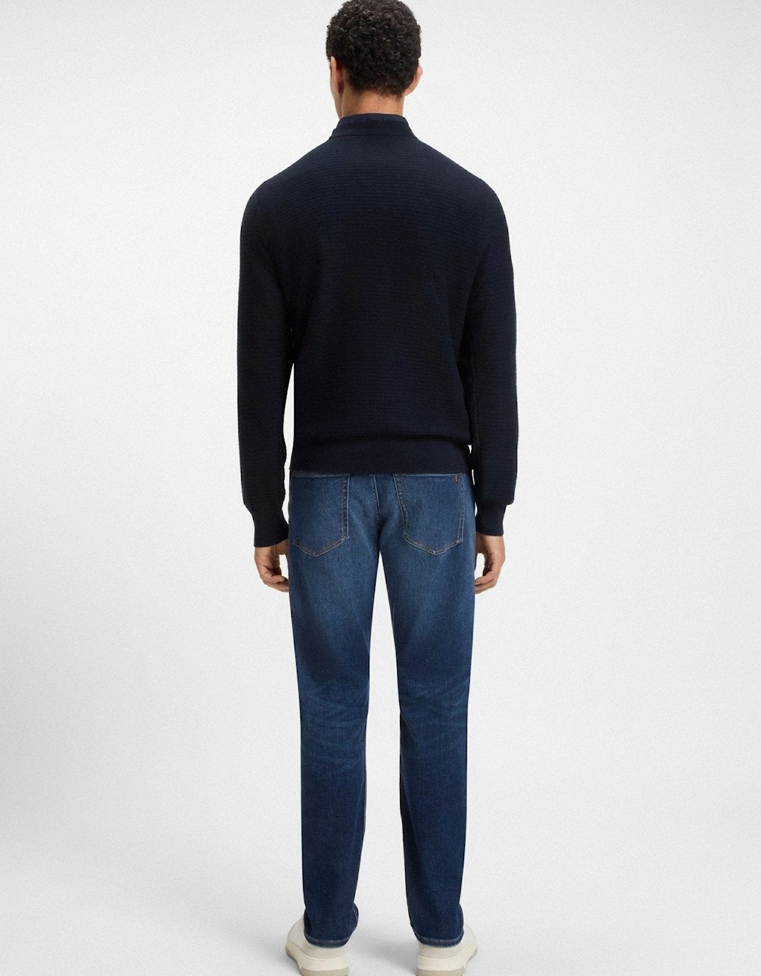 BOSS Anion Piqué Knit Jumper Dark Blue