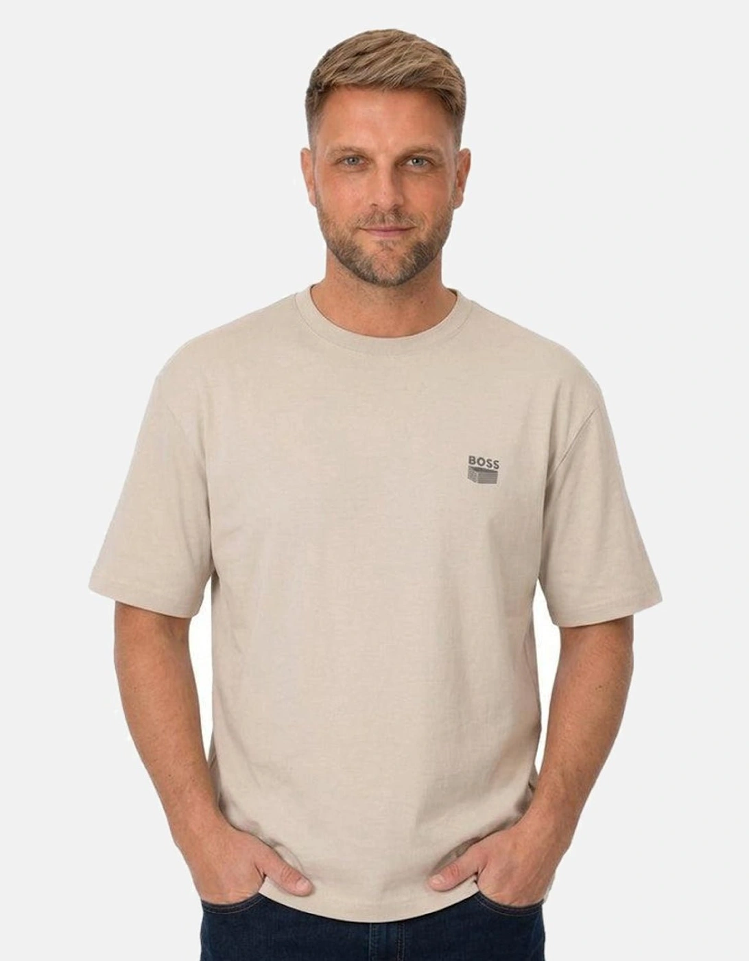BOSS Te Brutalism Graphic T-Shirt Open Grey