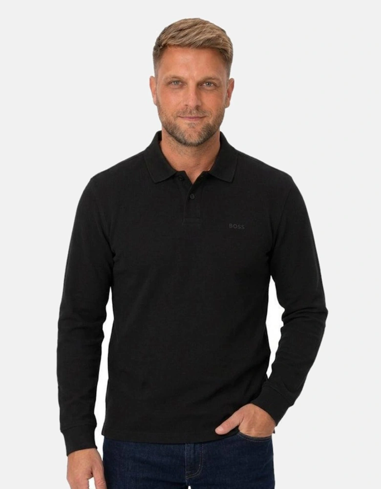 BOSS Petempestolong Long Sleeve Polo Shirt Black