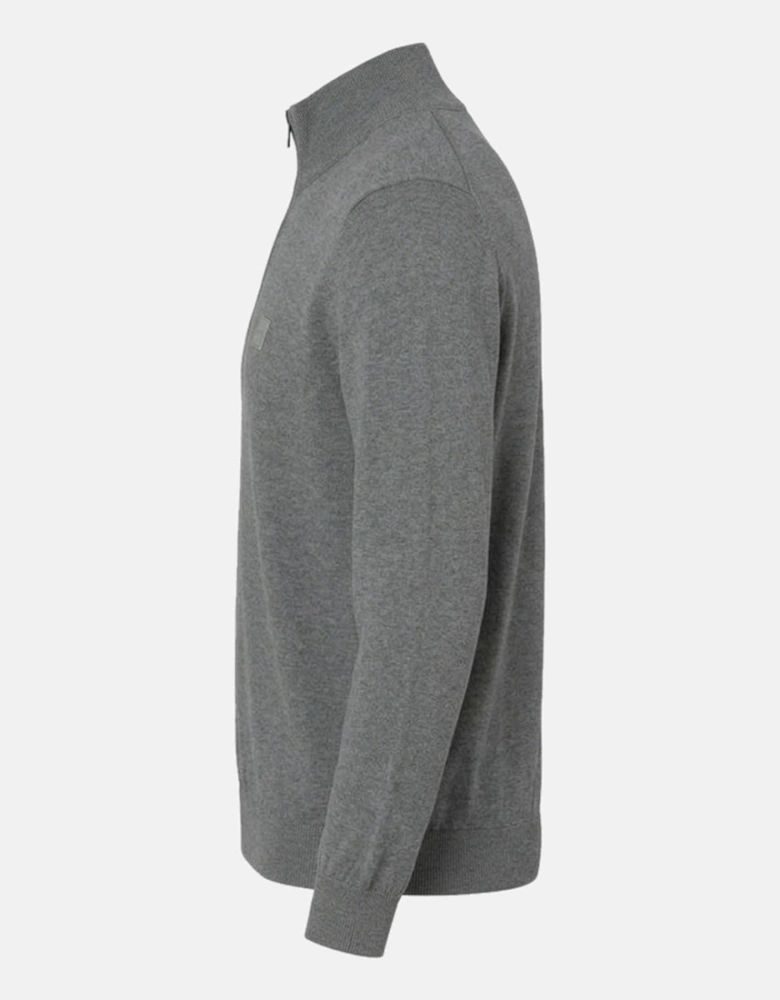 BOSS Kanobix Zip Neck Jumper Grey