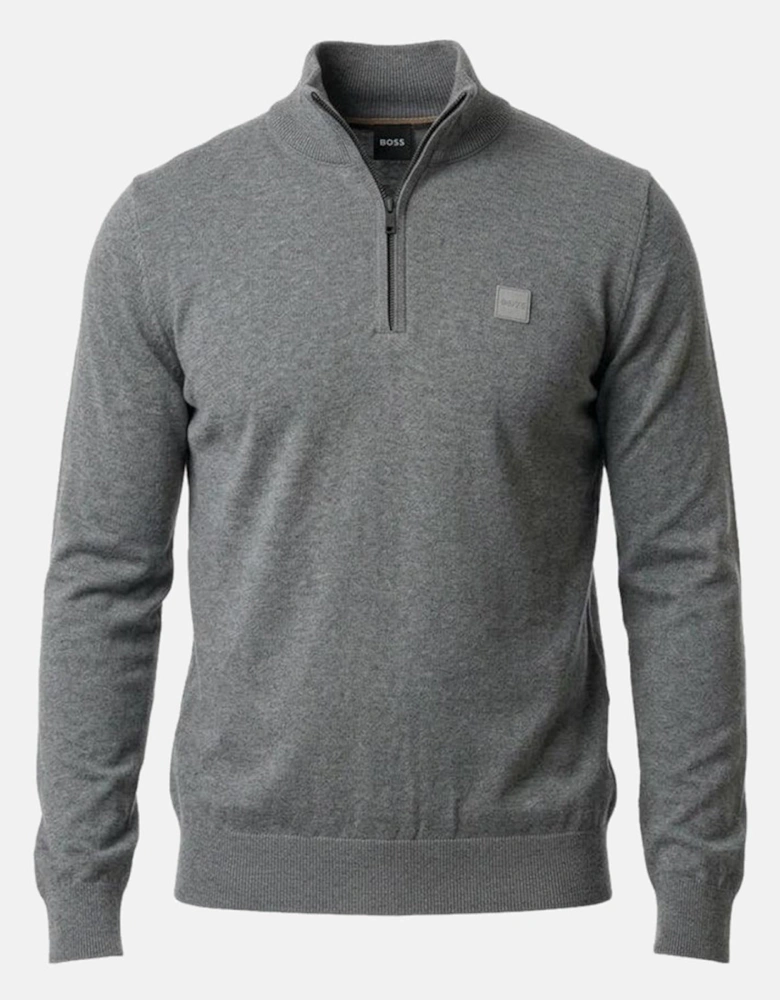 BOSS Kanobix Zip Neck Jumper Grey