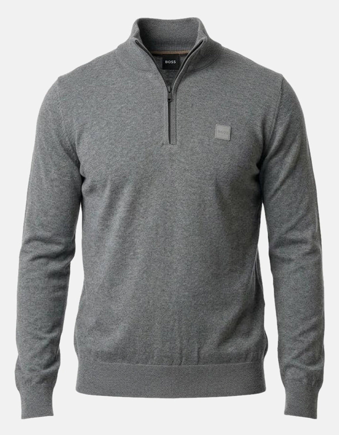 BOSS Kanobix Zip Neck Jumper Grey