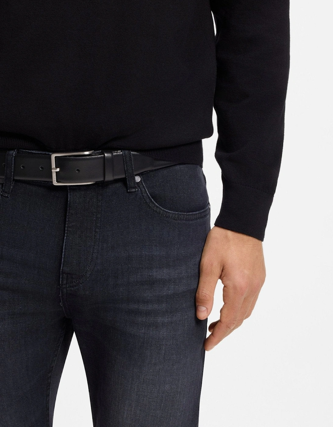BOSS Erman Italian Leather Belt Black