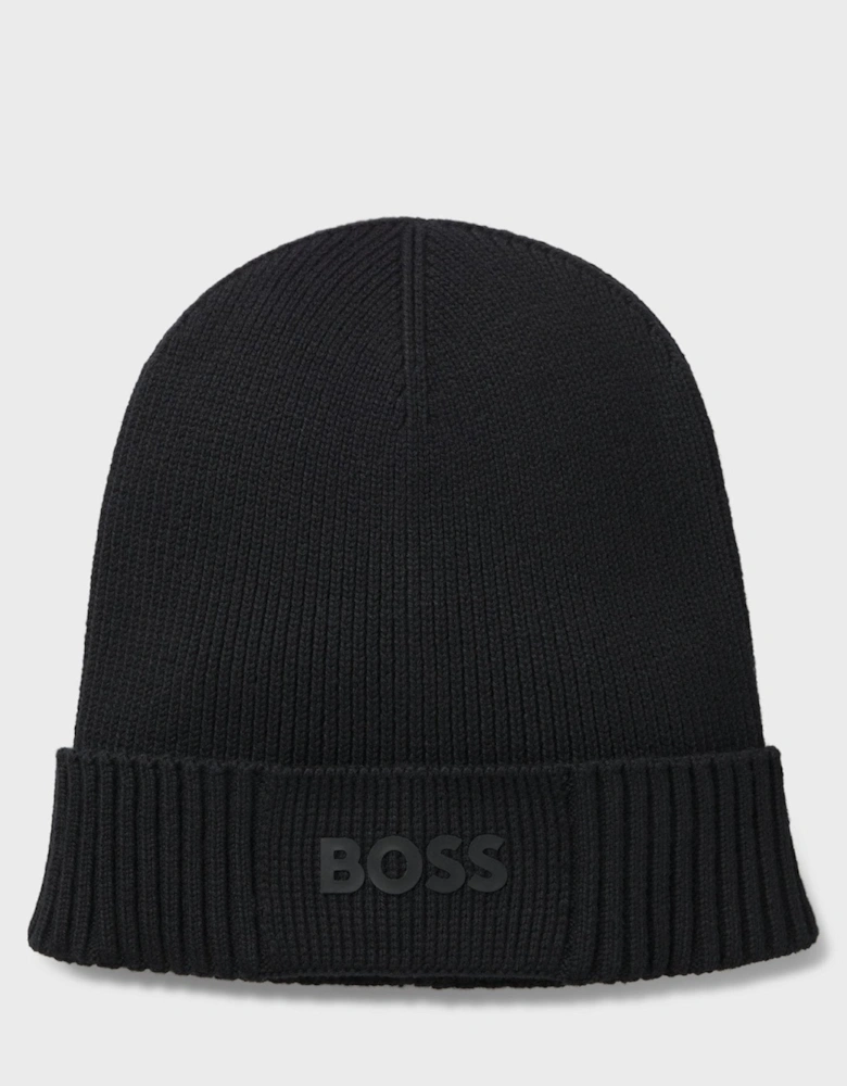 BOSS Asic Logo Beanie Hat Black