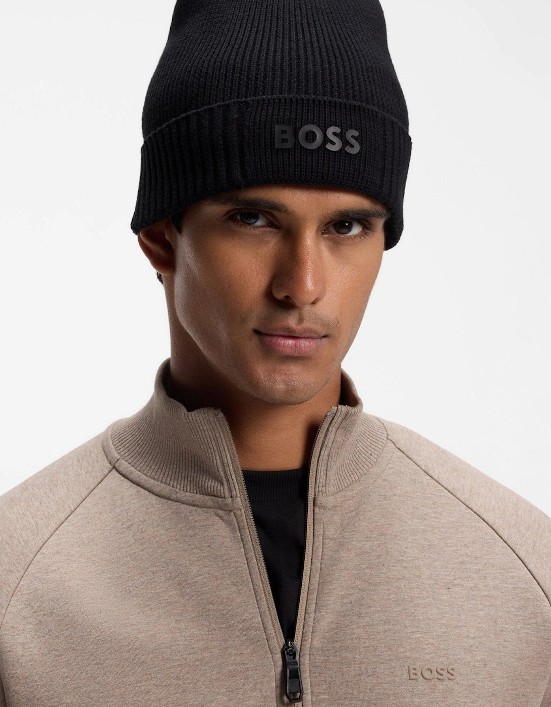 BOSS Asic Logo Beanie Hat Black