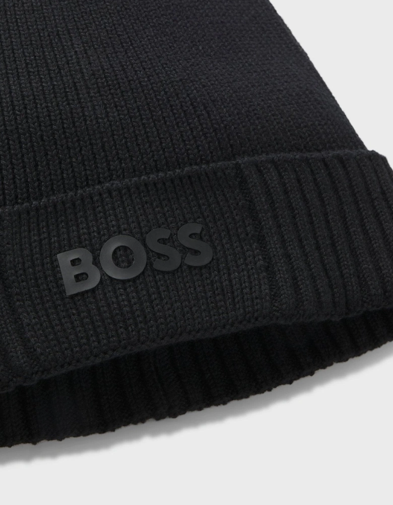 BOSS Asic Logo Beanie Hat Black