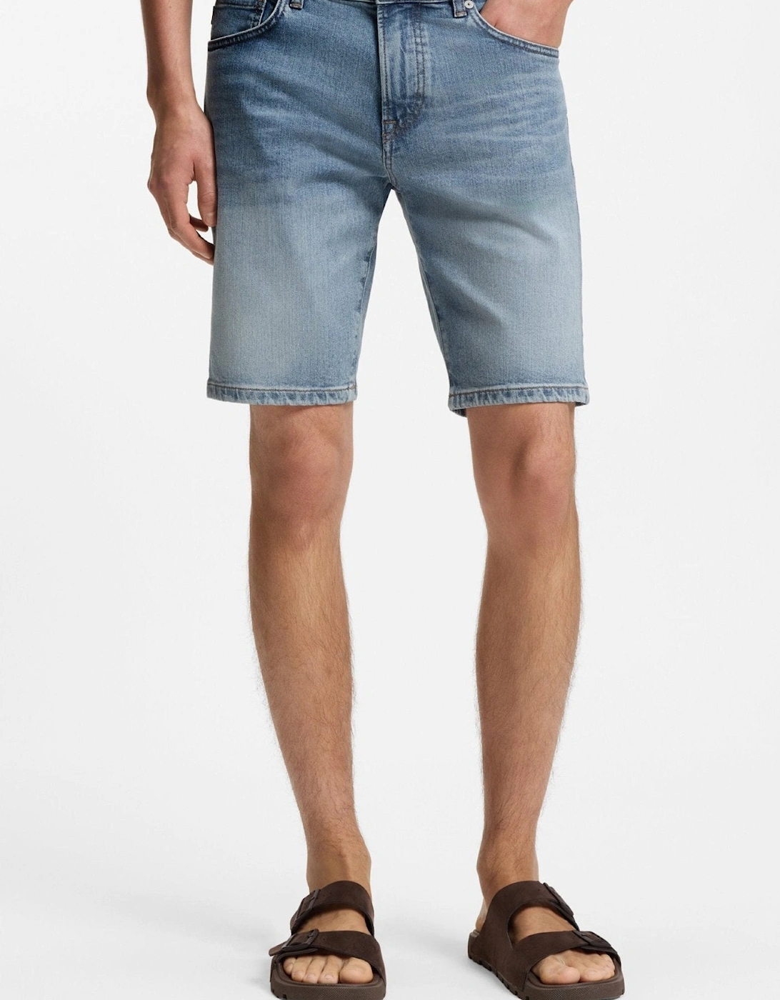 BOSS Re.Maine Denim Shorts Light Blue