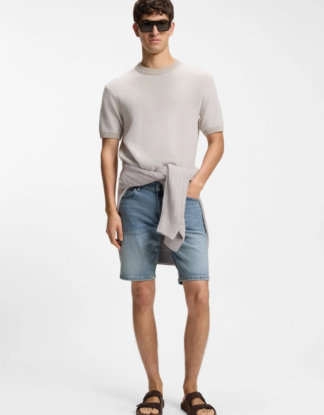 BOSS Re.Maine Denim Shorts Light Blue