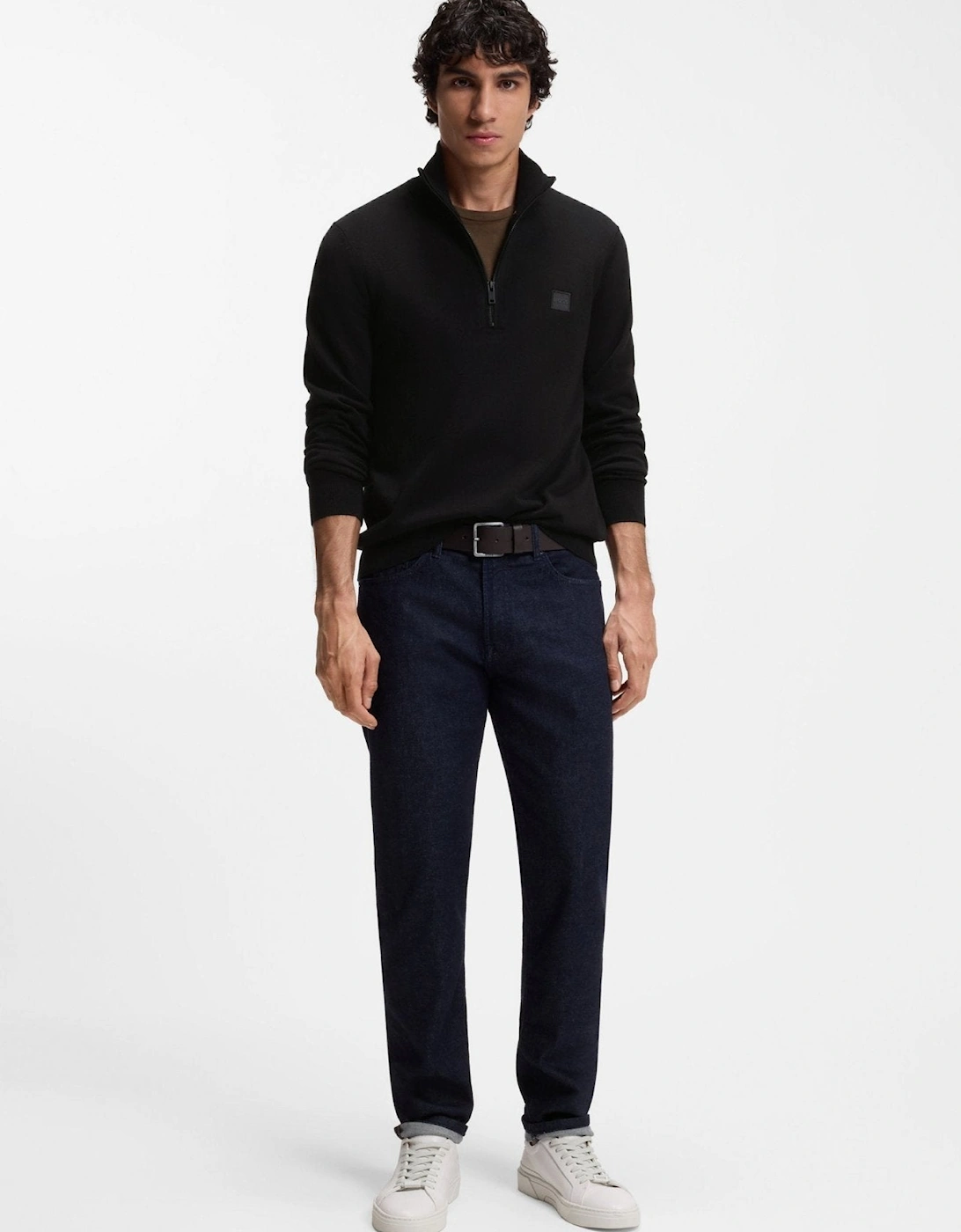 BOSS Kanobix Zip Neck Jumper Black