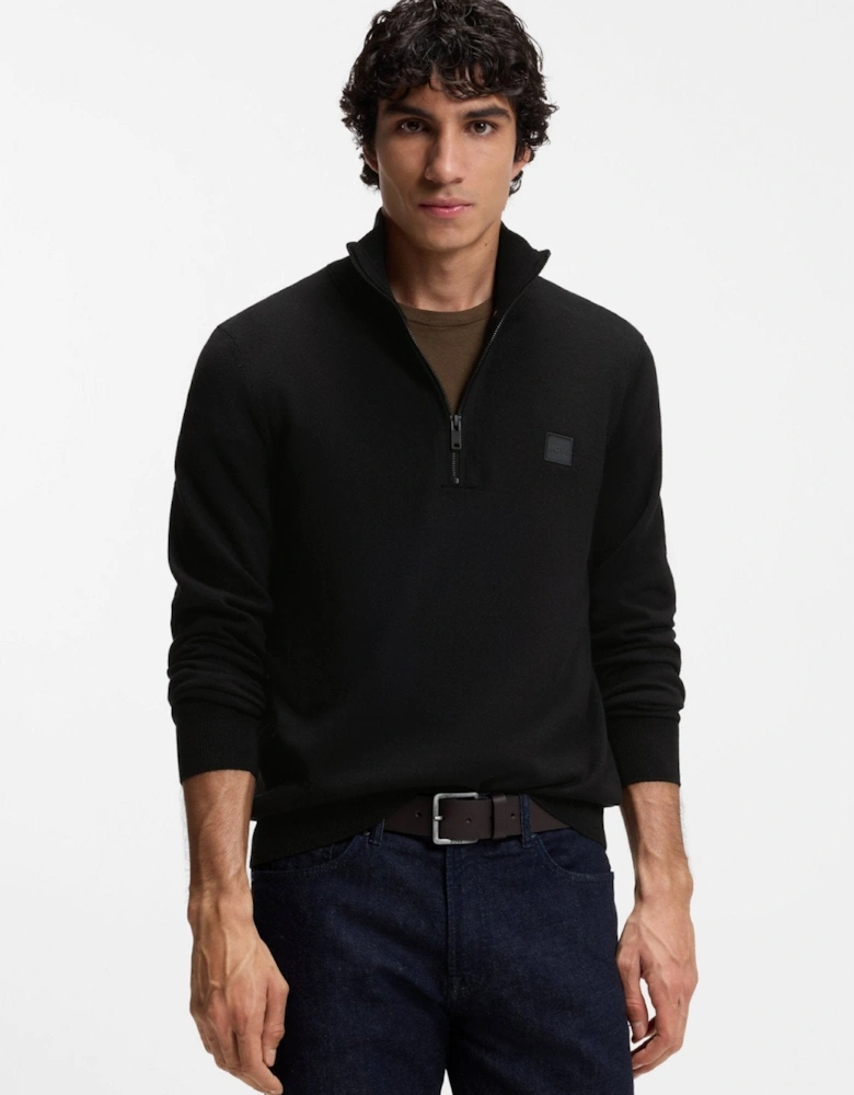 BOSS Kanobix Zip Neck Jumper Black