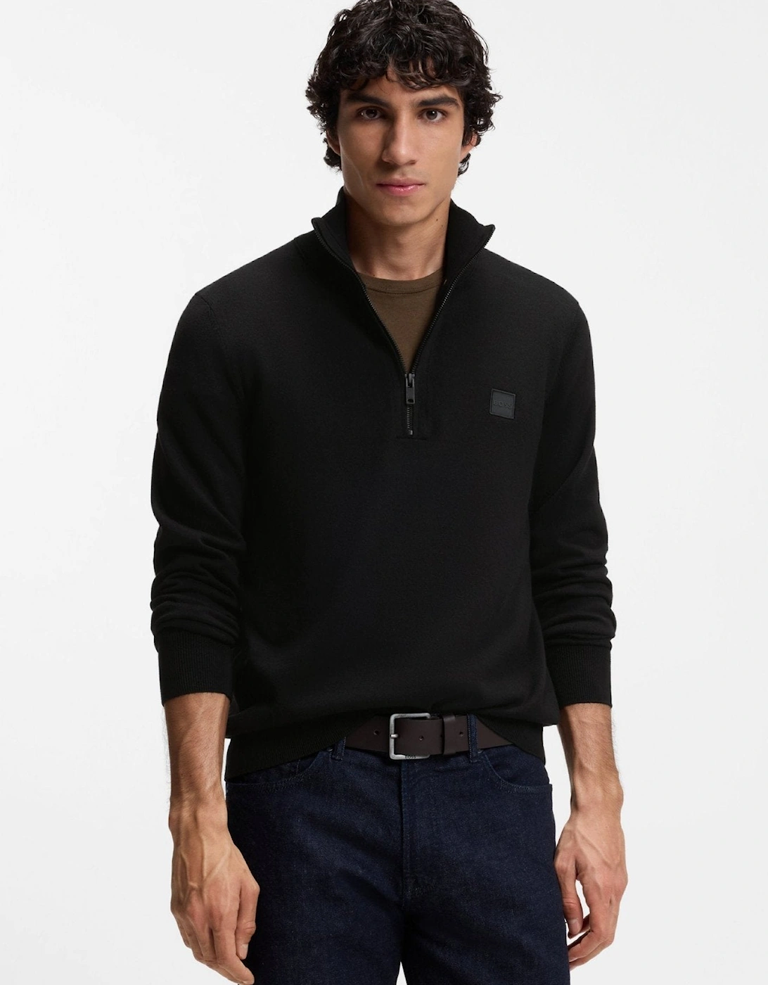 BOSS Kanobix Zip Neck Jumper Black
