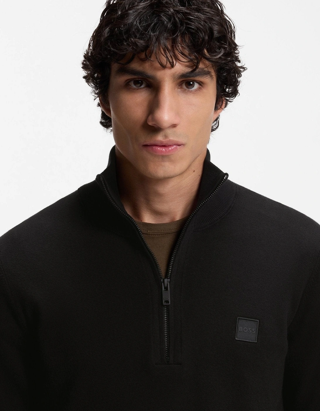 BOSS Kanobix Zip Neck Jumper Black