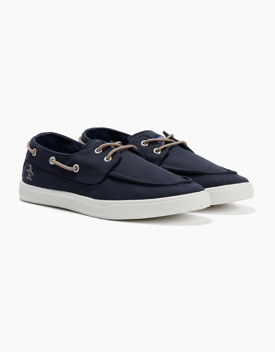Penguin Sailor Canvas Men's Navy Lace-Up Shoes