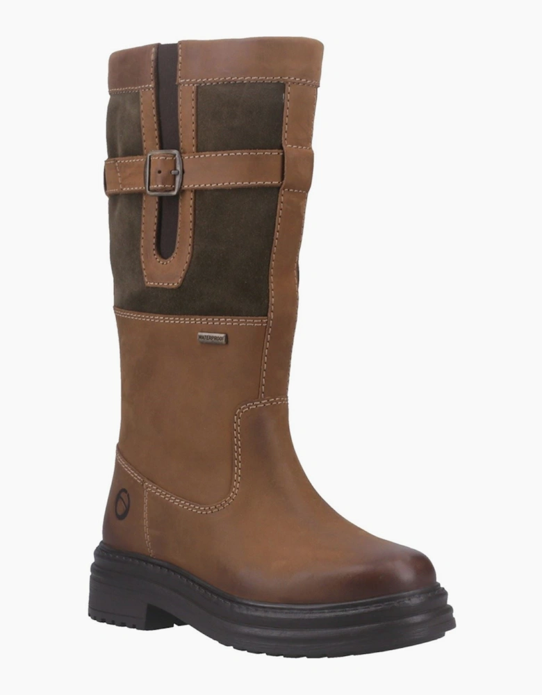 Cotswold Broadwell Leather Women's Tan/Green Boots