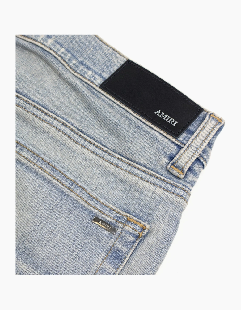 Amiri MX1 Ripped Ultrasuede Skinny Jean ANTIQUE INDIGO