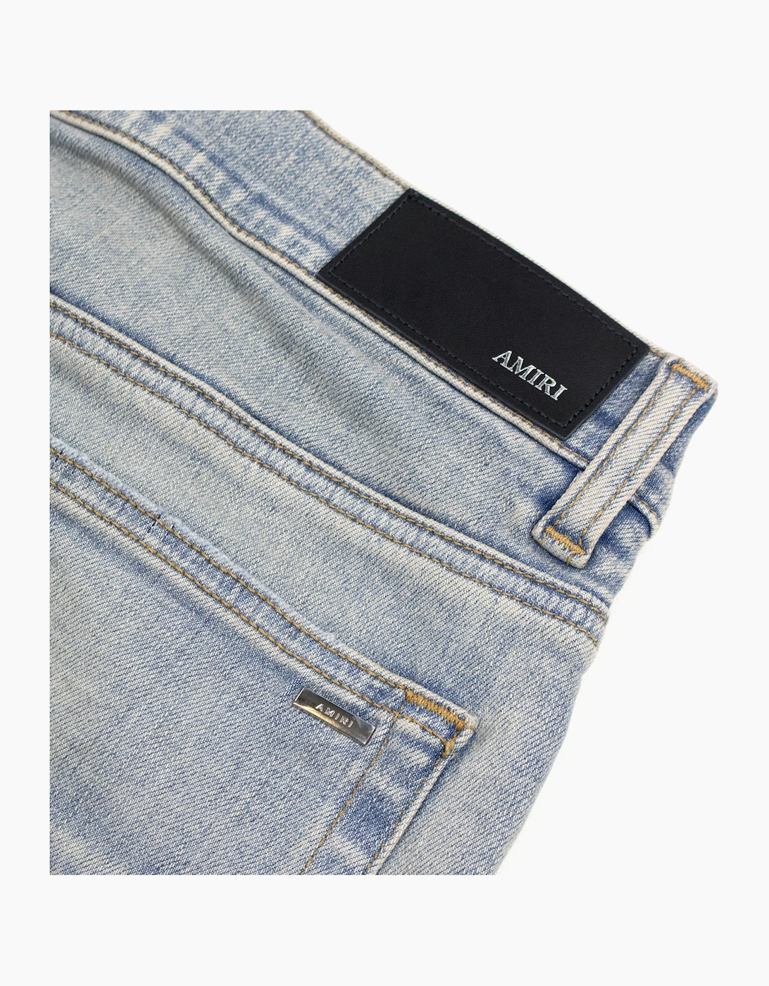 Amiri MX1 Ripped Ultrasuede Skinny Jean ANTIQUE INDIGO