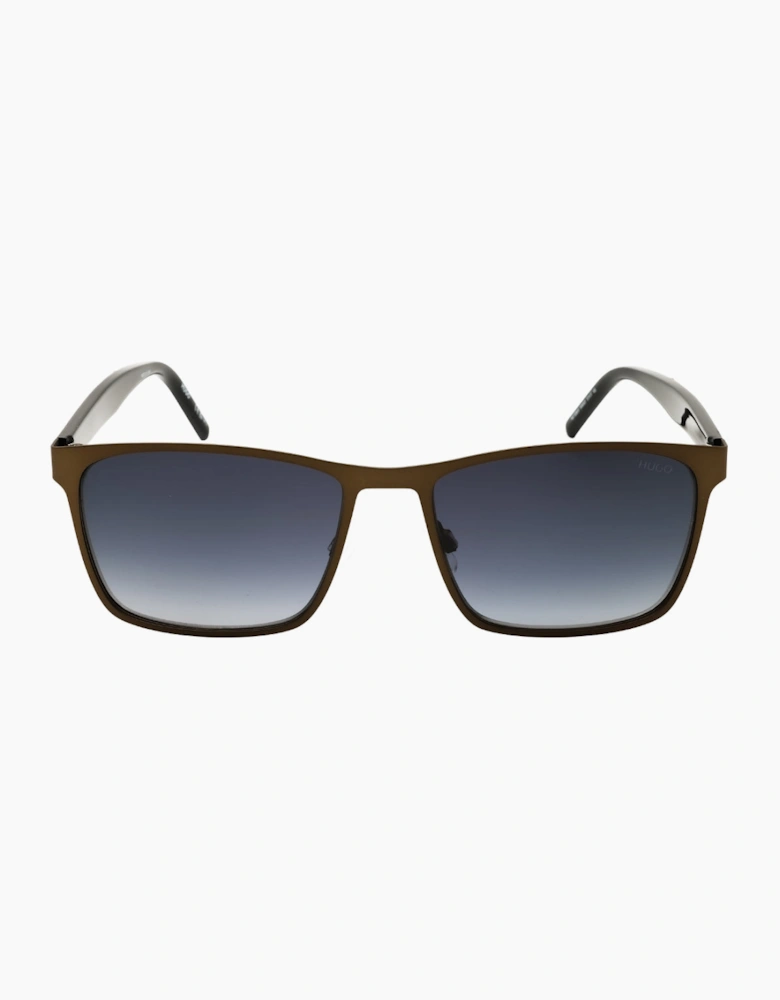 Hugo Boss Matte Ruthenium Black Frame Grey Gradient Lens Sunglasses