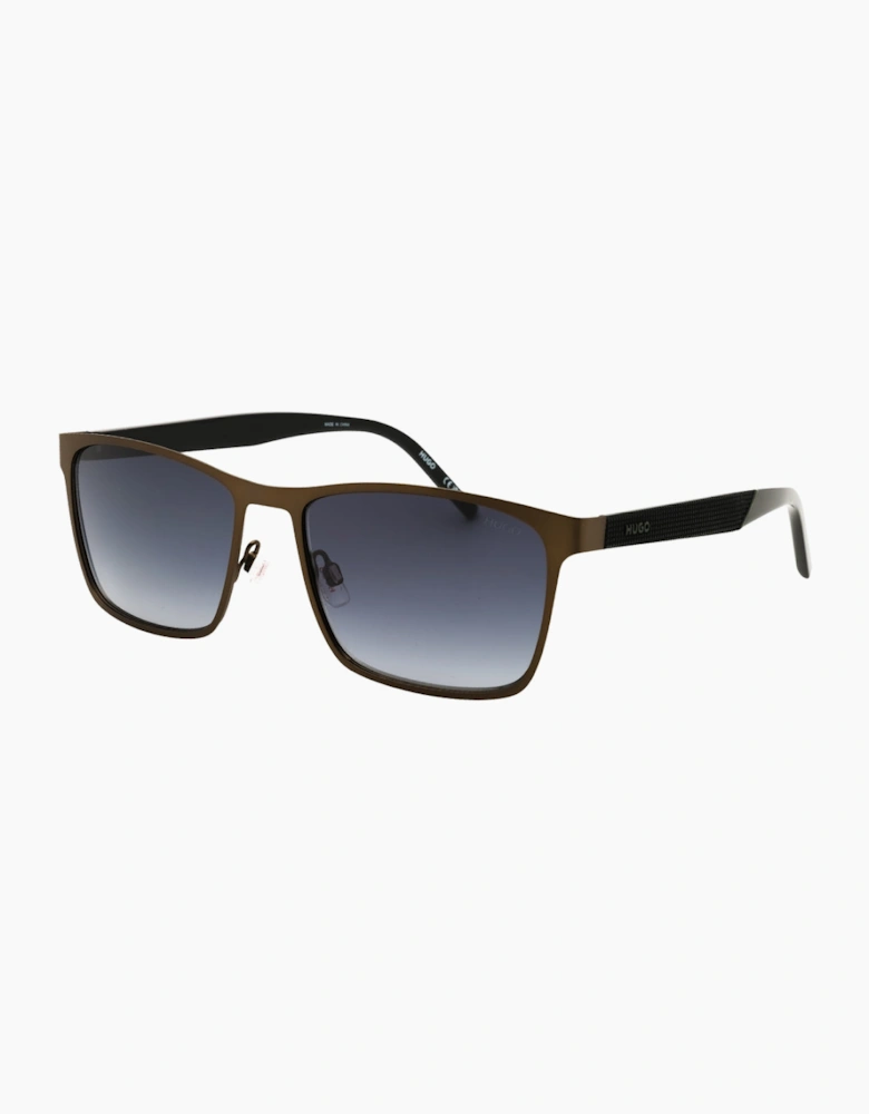 Hugo Boss Matte Ruthenium Black Frame Grey Gradient Lens Sunglasses