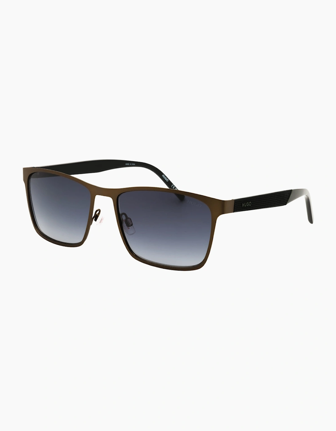 Hugo Boss Matte Ruthenium Black Frame Grey Gradient Lens Sunglasses