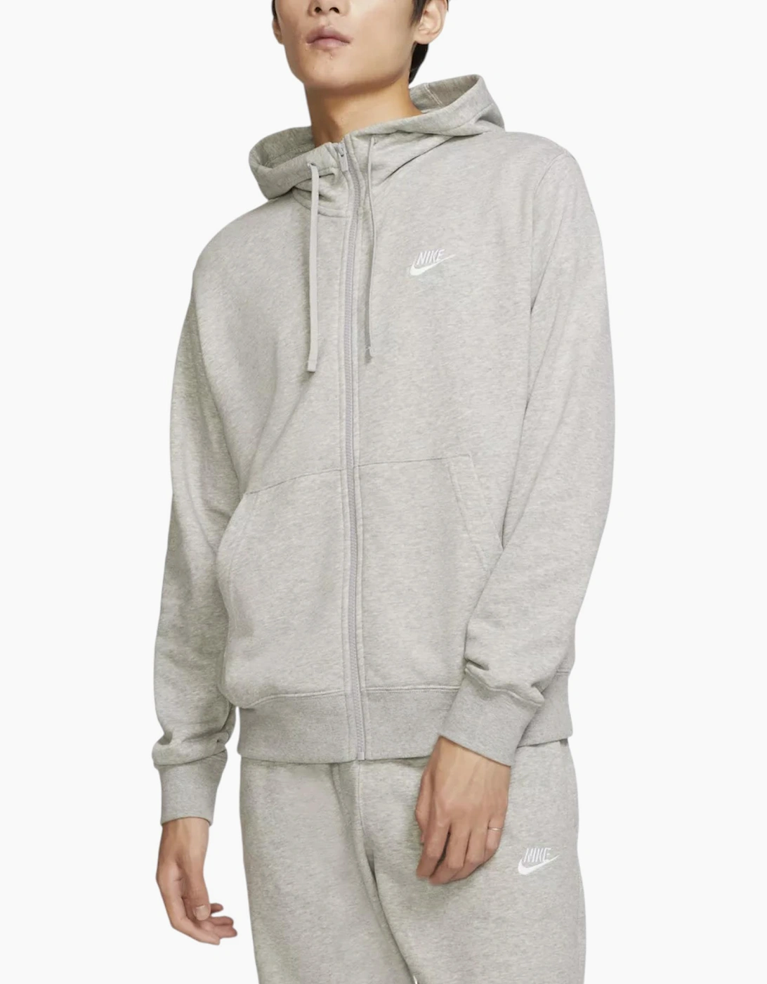 Nike Club Mens Tracksuit Full Zip Hoodie Fleece Jogger Sportswear Grey