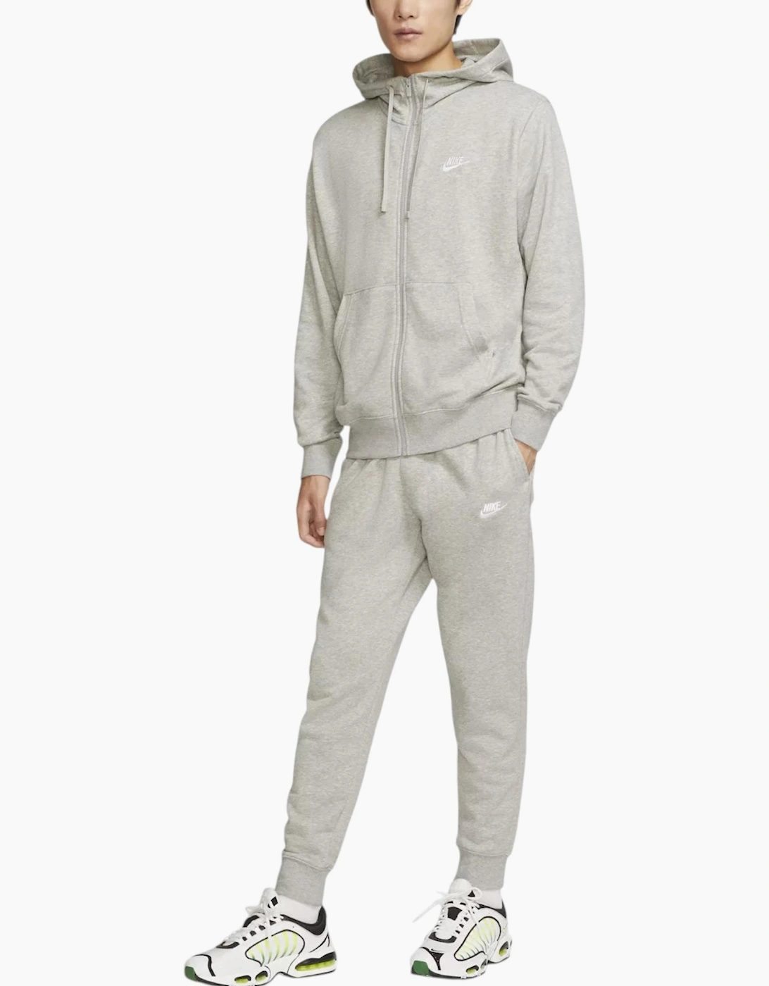 Nike Club Mens Tracksuit Full Zip Hoodie Fleece Jogger Sportswear Grey