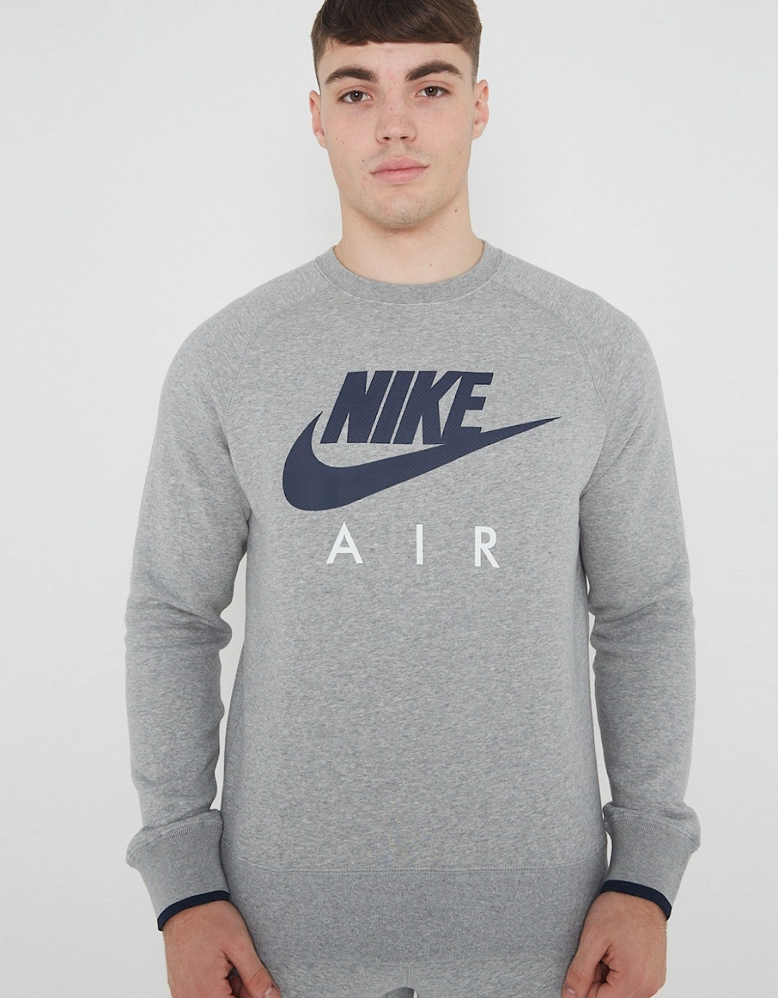 Nike Mens AW77 Crew Neck Sweatshirt Pullover in Grey