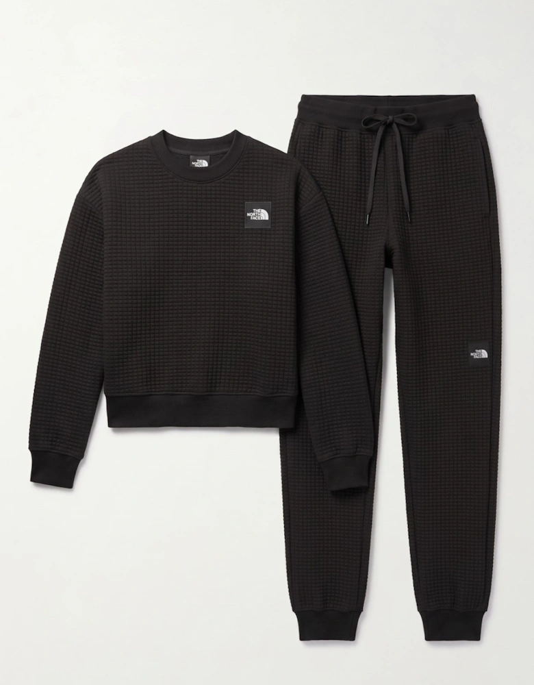 The North Face Womens Mhysa Quilted Long Sleeve Cropped Tracksuit in Black