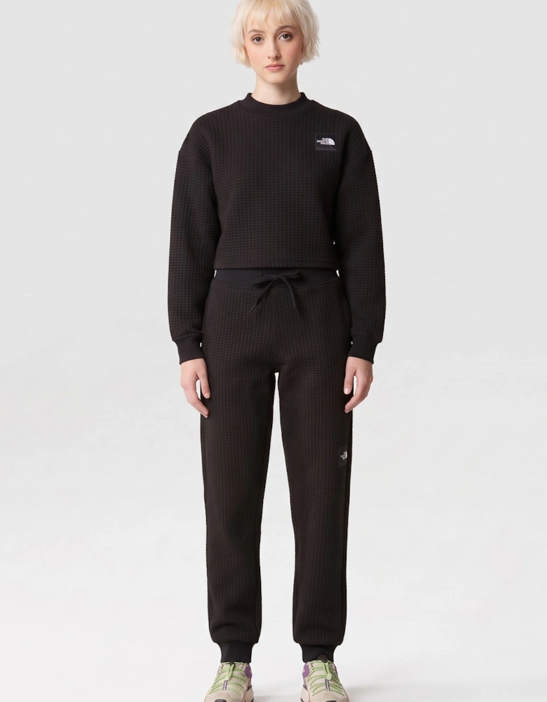 The North Face Womens Mhysa Quilted Long Sleeve Cropped Tracksuit in Black