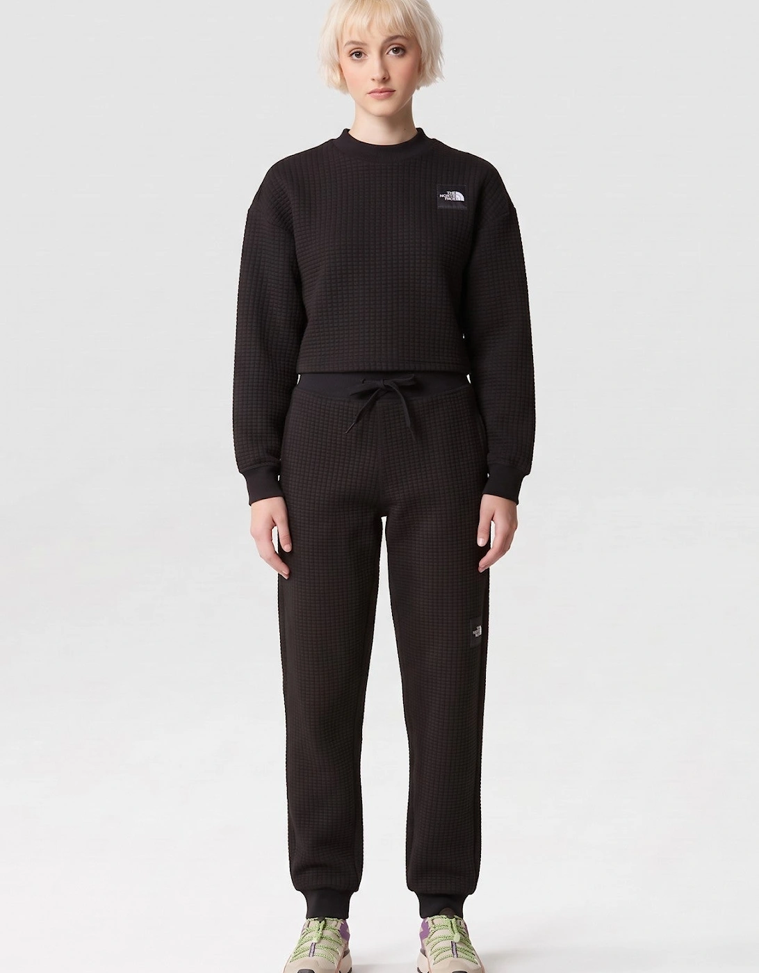 The North Face Womens Mhysa Quilted Long Sleeve Cropped Tracksuit in Black