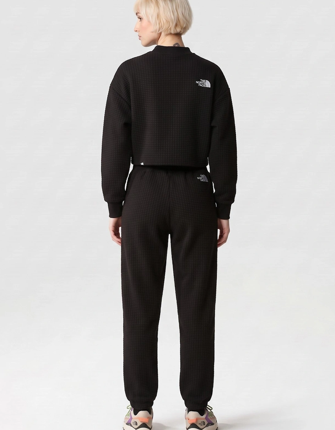 The North Face Womens Mhysa Quilted Long Sleeve Cropped Tracksuit in Black