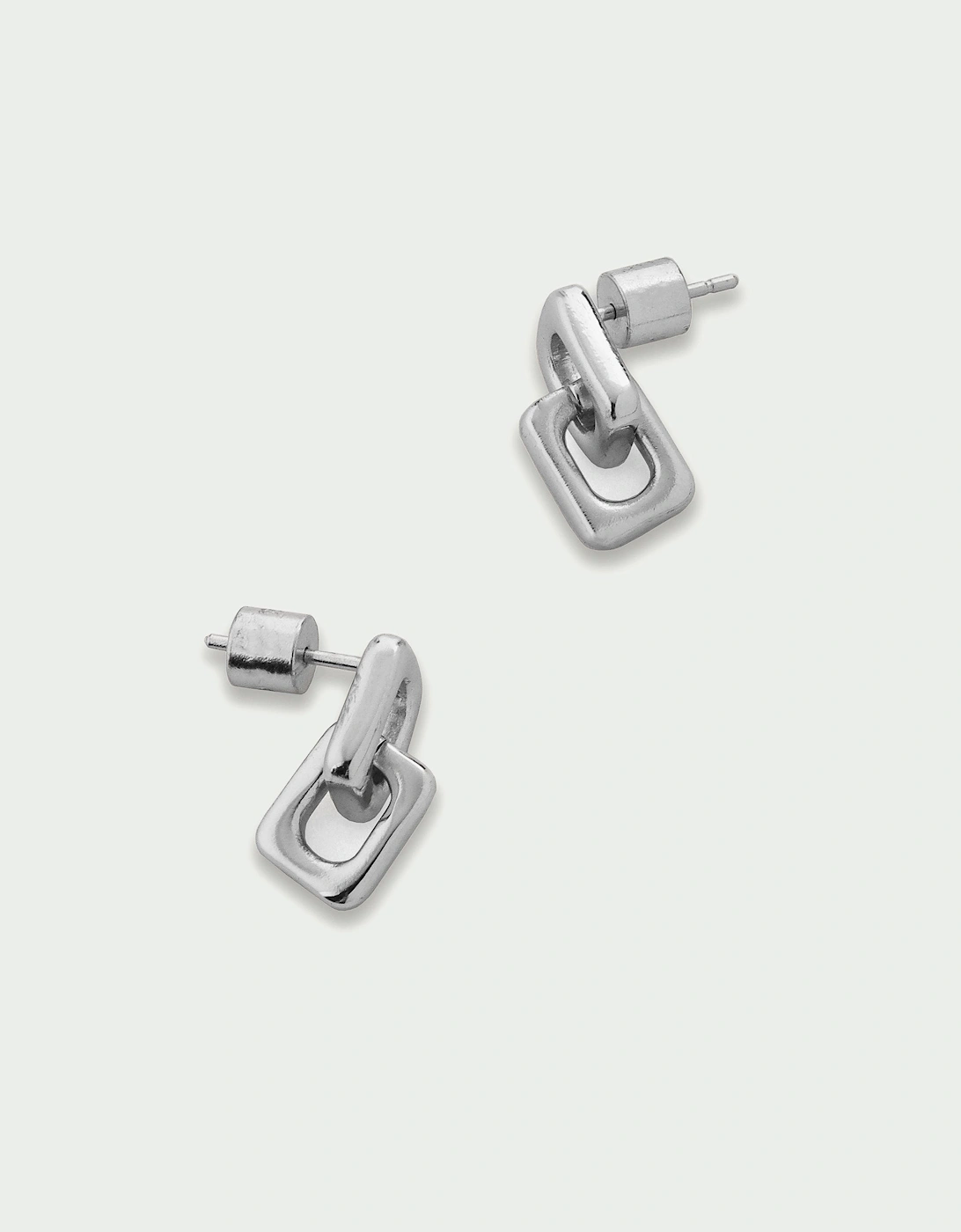 Link Soft Square Double Drop Stud Back Earrings