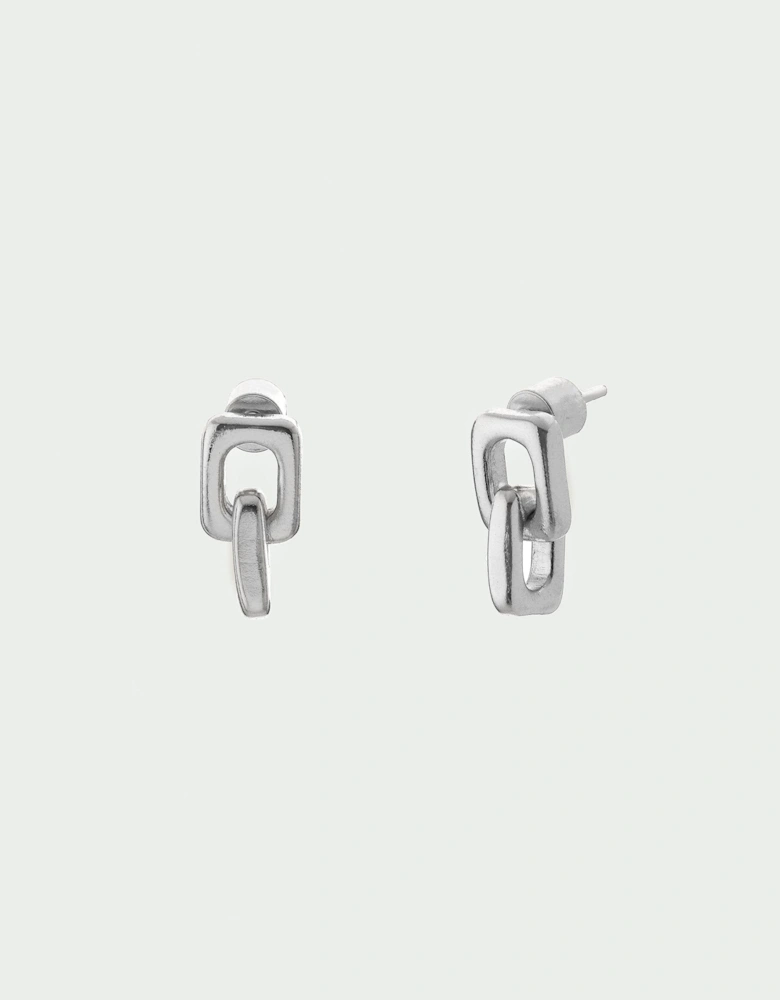 Link Soft Square Double Drop Stud Back Earrings