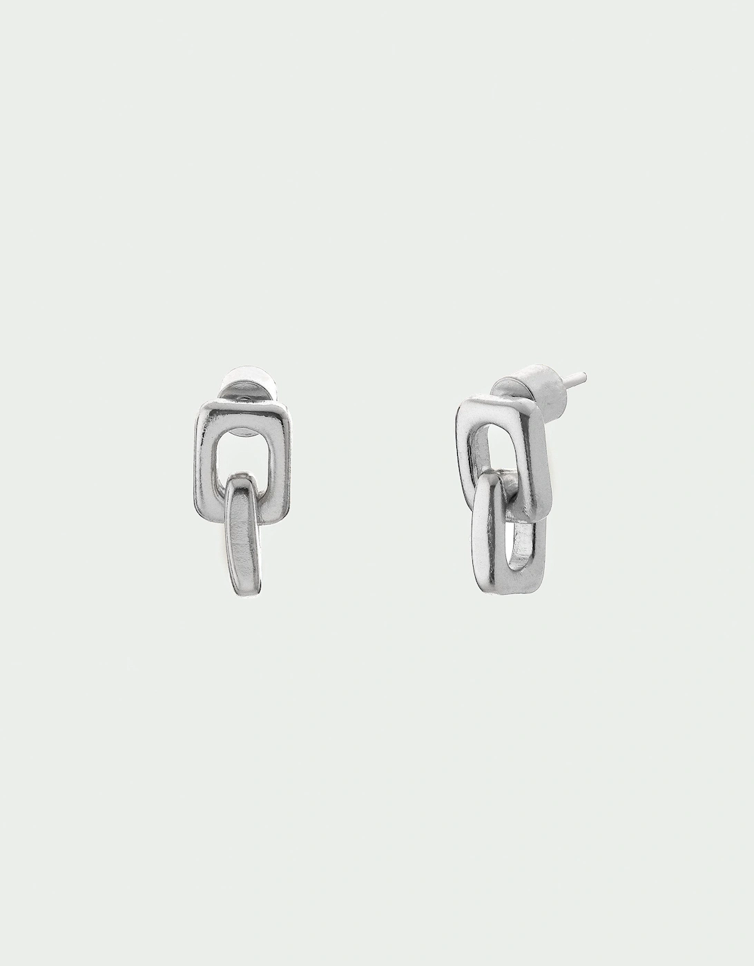 Link Soft Square Double Drop Stud Back Earrings