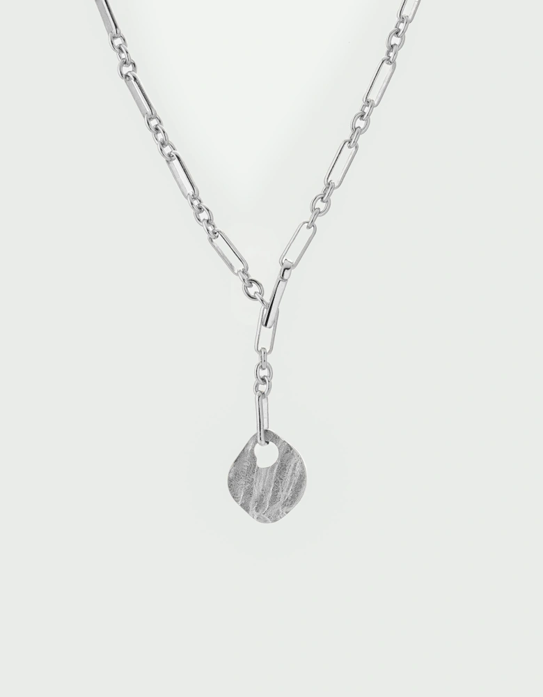 Baia Textured Disc Chain Lariat Necklace